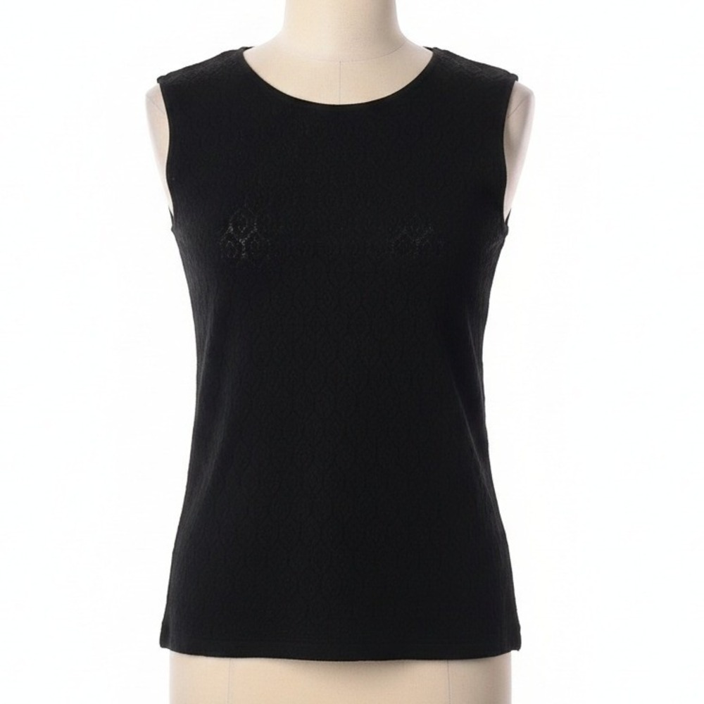 Ann Taylor LOFT S Womens Black Sleeveless Sweater Tank Top Diamond Knit Career